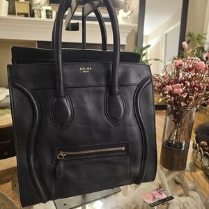 Celine Black Leather Satchel
